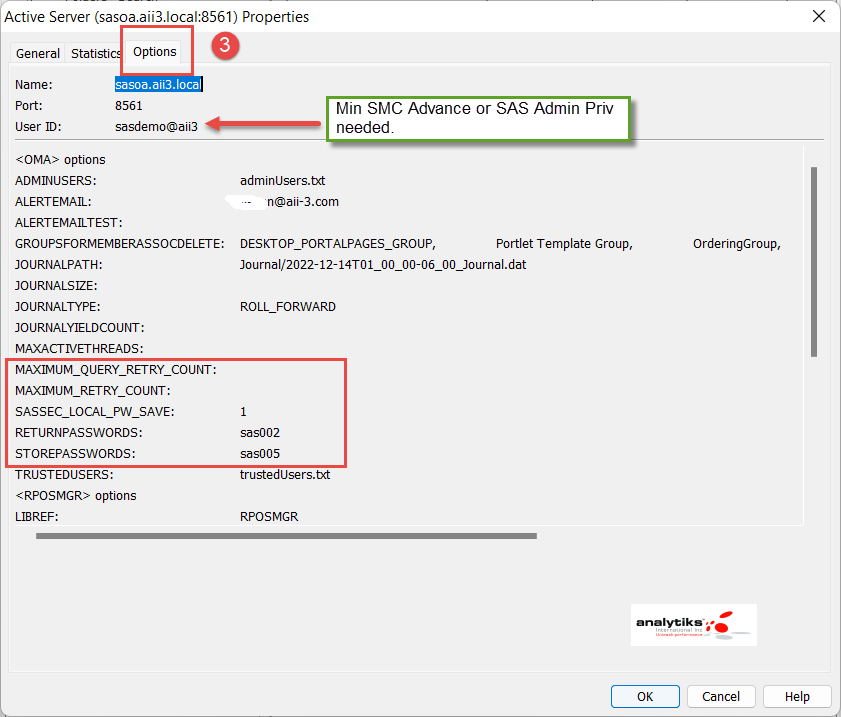 Internal Account Policies dialog